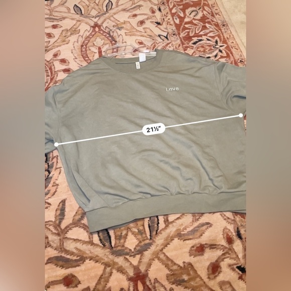 Divided sage green sweater with Love embroidered on the front size large - Picture 7 of 8